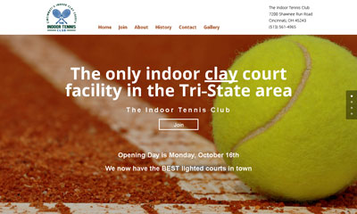The Indoor Tennis Club website